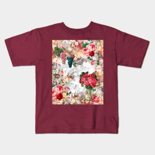 Elegant Vintage flowers and roses shabby chic grey Kids T-Shirt